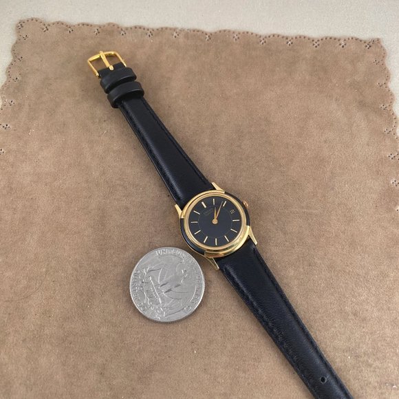 Gold and Black Enamel Bezel Seiko Watch New Black Leather Strap main image 9